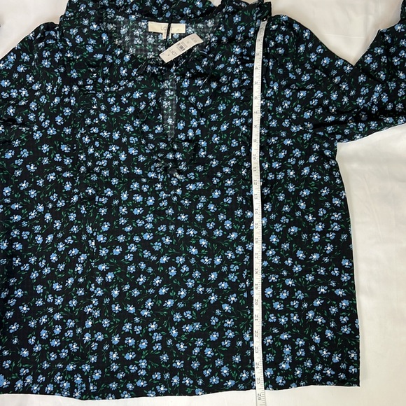 Loft New Women’s XL Floral Ruffles Tie V-Neck Long Sleeve Blouse - Picture 9 of 9